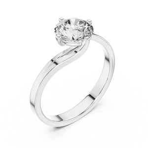 Bague de fiançailles solitaire en or blanc 18 carats plaqué rhodium avec diamant Eterna à griffes, design Aurelia Rise, style classique Velora - Product Image 2