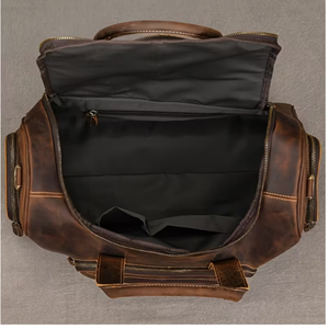 Bolsa de Viaje de Cuero Vintage, Bolsa de Gimnasio, Bolsa de Fin de Semana, Bolsa de Gran Capacidad con Cierre, Bolsa de Hombro, Bolsa de Mano, Bolsa de Cuero para Fin de Semana - Product Image 3
