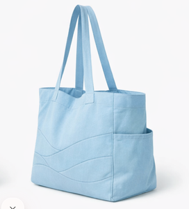 Sacs fourre-tout en coton personnalisés en gros, sacs à main en coton vierge pour femmes, sacs de plage en toile avec poche décorative - Product Image 2