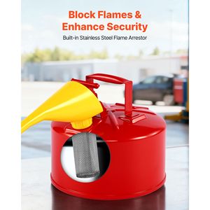 Tanica per Benzina Rossa da 2,5 Galloni Tipo I con Arresto Fiamma in Acciaio Inox e Coperchio Autobloccante (PE) - Product Image 6