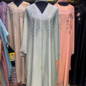 Abaya la plus vendue, style Dubaï, ornée de perles et de sequins, à manches longues, traditionnelle musulmane, faite à la main, pour mariage, respirante, col en V pour femme - Product Image 1