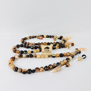 Tasbih islamique religieux fait à la main en corne véritable avec 33 perles de couleur blanche, compteur de prière musulman - Product Image 3