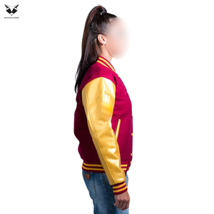 Dernière Tendance : Blouson Teddy Femme Bordeaux avec Manches Dorées Numéro 7 Côté Gauche, Idéal Automne, Manches Longues, Col Boutonné - Product Image 2