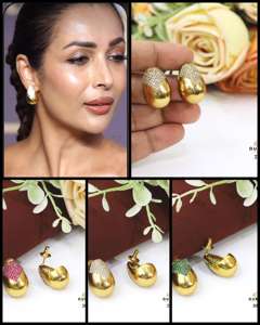 Pendientes de diseñador con moissanita de alta calidad y acabado dorado glamuroso, colección para bodas y fiestas para mujeres. - Product Image 2