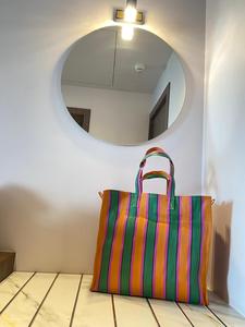 กระเป๋าช้อปปิ้งไนลอนรีไซเคิลแบบทอขนาดใหญ่พร้อมหูหิ้วยาวสำหรับใส่ของชำ กระเป๋าหิ้วแบบใช้ซ้ำได้ - Product Image 4