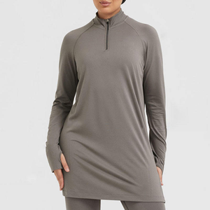 Blusas y Camisas para Mujer, Túnica Modesta con Cuello Alto, Color Granate, Manga Larga, Corte Holgado, Tallas Grandes, Camisetas Islámicas Modestas, Transpirables - Product Image 6