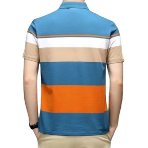 Polo de manga corta para hombre, informal, ajustado, diseño básico, de algodón a rayas - Product Image 2
