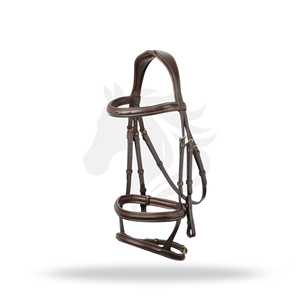 Bridon à double nezette pleine taille pour l'équitation anglaise, pour le contrôle du cheval - Product Image 1