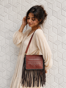 New Luxury Designer Genuine Leather Boot Stitched Fringe <b>Bag</b> Handbag Hot Sale Brown Colour Bohemian Women's Multi Uses <b>Bag</b> - Product Image 1