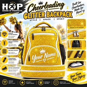 Sac à dos de cheerleading personnalisé pour filles, avec accessoires brillants et pailletés, broderie personnalisée et strass - Product Image 1