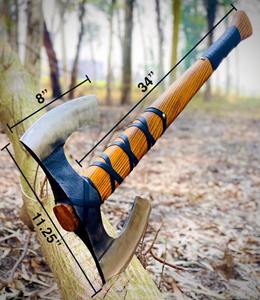 Hache viking en acier carbone forgé à la main avec manche en bois, cadeau de mariage, meilleur cadeau d'anniversaire pour lui. - Product Image 2