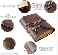 Cuaderno de cuero genuino de grano completo, vintage, hecho a mano, con tapas duras, encuadernación cosida, diario con bordes deshilachados, hojas sin rayas.