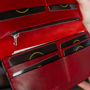 Portefeuille de voyage unisexe en cuir véritable vintage antivol LWM-0077, facile à transporter, fermeture ouverte, longueur longue, mini porte-monnaie pour femmes et hommes - Product Image 1