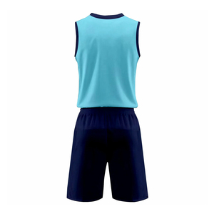 Ensemble de maillots de basket sans manches pour hommes, col en V, imprimé géométrique sublimé, vêtements de sport respirants, bleu et marine - Product Image 2