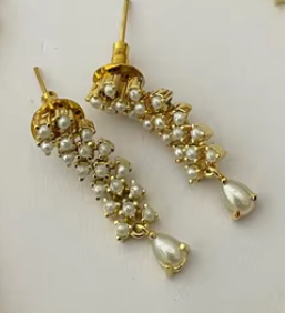 Graceful Stylish High Quality Pearls Look Gold Plated Necklace <b>Set</b> With Earrings For Wedding For Women And <b>Girls</b> - Product Image 2