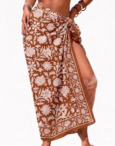Boho Floral Print Maxi <b>Wrap</b> Dress Loose Sleeveless Chiffon Summer <b>Beach</b> Casual Style With Slit Hem - Product Image 1