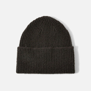 Gorro de Punto Unisex, Color Negro Sólido, 100% Lana, Ajustable, para Invierno, Uso Casual, Viajes, Tejido a Máquina - Product Image 2
