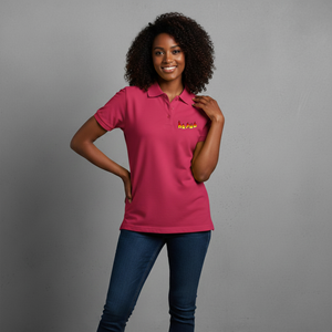 Nueva Llegada y Venta al por Mayor: Camiseta Polo Rosa Bordada para Mujer, Manga Corta, Informal, de Algodón Piqué Transpirable, con Diseño de Logotipo Frontal - Product Image 4