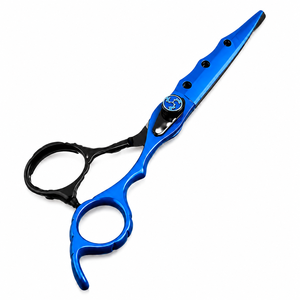 Ciseaux à effiler professionnels pour droitiers avec peigne, manche rouge et noir, lame en acier inoxydable, pour salon de coiffure - Product Image 2