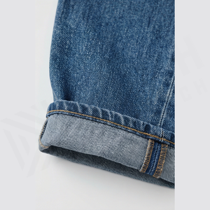 Jean en denim coupe droite taille haute pour homme, coupe régulière, en coton tissé délavé, avec fermetures éclair, style décontracté printemps - Product Image 6