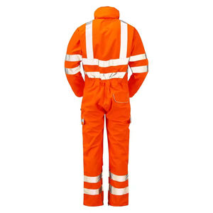 Combinaison de travail extérieure en coton une pièce économique, classe 2 ANSI, imperméable, avec bande réfléchissante LED, veste et pantalon - Product Image 6