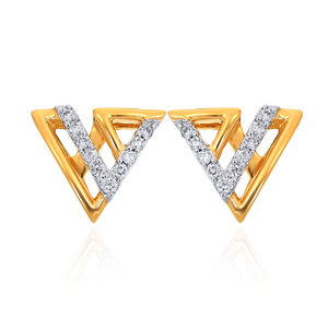 Pendientes de Diamantes Minimalistas Vertex Chic, Corte Triangular, Color G Natural, Oro Amarillo, Unisex, para Uso Diario - Product Image 1