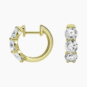 Pendientes de Aro Clásicos con Bisagras y Diamantes de Punta Compartida - Product Image 1