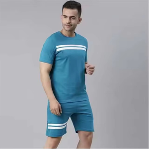 Wholesale Men White Screen Printed T Shirt and Shorts <b>Set</b> Cotton Breathable Two Piece Summer Outfit OEM Manufacturer - Product Image 3