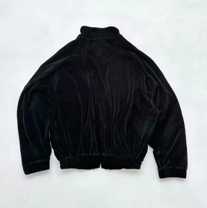 Unisex Black Velvet Tracksuit Full Zip <b>Jacket</b> And Jogger Pants Solid Color Sporty Casual Two Piece Set Autumn Wear - Product Image 3
