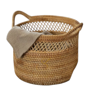 <b>Wicker</b> laundry <b>basket</b> with <b>round</b> handles - Product Image 2