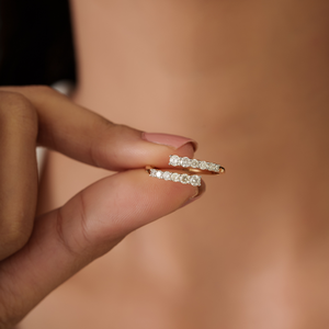 Anillo Apilable de Diamantes Naturales de Corte Redondo con Diseño Minimalista y Sencillo, Oro Amarillo Sólido K18, Joyería Personalizada al por Mayor - Product Image 4