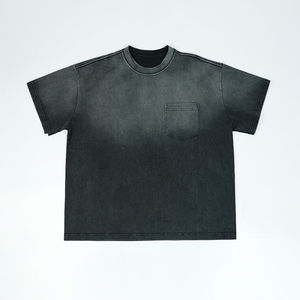 T-shirts pour hommes de haute qualité, effet délavé à l'acide, 100% coton, fabrication directe d'usine, OEM ODM, sur mesure, manches courtes, vêtements décontractés - Product Image 1