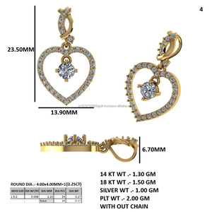 Collier pendentif cœur en or rose avec diamant rond taille brillant, chaîne de bijoux pour cadeau d'anniversaire ou de mariage - Product Image 5