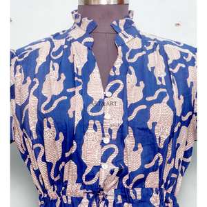 Vestido Corto con Estampado Floral para Mujer, Estilo Boho Chic, Midi de Verano, 100% Algodón, Corte en A, Informal, para la Playa, Vacaciones, Ligero, para Fiestas - Product Image 4