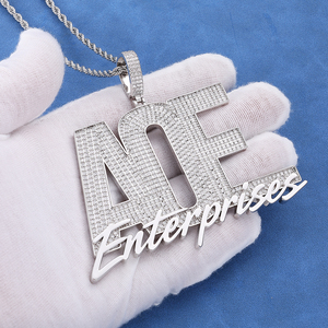 Pendentif AOE Enterprise en Moissanite pour Homme, Argent 925, Personnalisable avec Nom, Collier Hip Hop Iced Out, Bijou Léger et Audacieux - Product Image 1