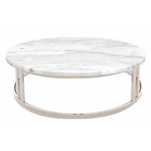Mesa de Centro Moderna y Ecológica con Tapa Redonda de Mármol y Estructura Metálica para Sala de Estar y Uso en Hoteles - Product Image 3