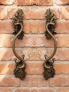 Manija de hierro forjado galvanizado tradicional resistente al óxido con motivo de hoja de roble para puerta/puerta rectangular clásica de 10 pies - Product Image 5