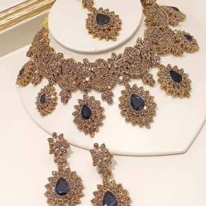 Luxury Silver Plated <b>Blue</b> Zircon Fashion Jewelry Set for Women Bridal Wedding <b>Necklace</b> Earrings Jewelry Collection Custom Colors - Product Image 3
