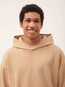 Sudadera con Capucha Beige para Hombre, Corte Holgado, 100% Algodón, Felpa Francesa, Estilo Casual para Otoño, Tejido de Punto, Color Sólido - Product Image 6