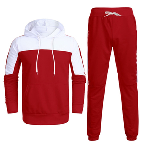 Ensemble de survêtement pour homme, couleur rouge et blanc, à capuche, manches longues, décontracté, pour l'automne, respirant, en polyester et coton - Product Image 4