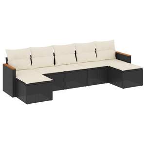 Ensemble de canapés de jardin noir et blanc crème, meubles d'extérieur en rotin, coussins en mousse haute densité imperméables, design contemporain - Product Image 4
