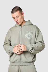 Sudadera con capucha de algodón 100% de alto gramaje para hombre, bordada, con efecto desgastado, estilo oversize, para invierno, de secado rápido - Product Image 6