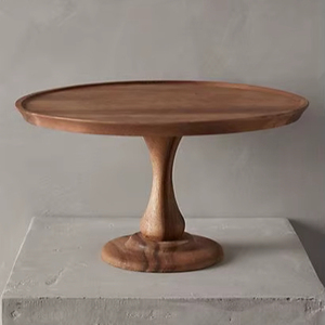 Base Redonda de Madera para Exhibir Postres en la Mesa de Comedor con Acabado Liso y Base Estable - Product Image 1