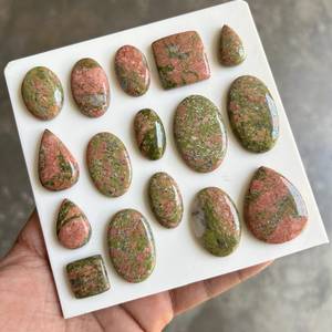 Natural Unakite Cabochons bulk Wholesale Lot Green and Pink Polished Mixed Shapes Loose Gemstone for Jewelry Making - Product Image 6