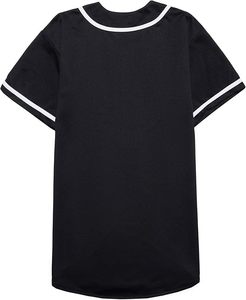 Camiseta Deportiva Negra de Béisbol FALER con Ribete Blanco y Botones al Frente, Material de Poliéster Resistente - Product Image 4