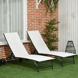 Juego de 2 Sillas de Malla para Exteriores con Respaldo Ajustable en 5 Niveles y Ruedas para Piscina y Jardín - Product Image 2