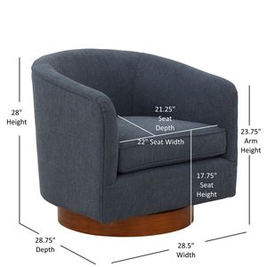 Silla Giratoria de Tela Azul <span class=keywords><strong>Miramar</strong></span> con Base de Madera, Mueble Elegante para Sala de Estar - Product Image 4