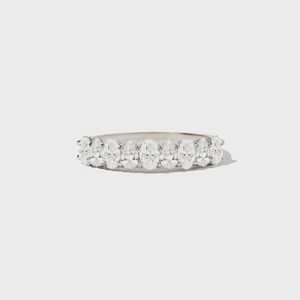 Half Eternity Wedding Band Multi Shape Oval Pear Round Lab Grown Diamond Solitaire 4mm Wide Tapered <b>Stacking</b> <b>Ring</b> 14K Solid Gold - Product Image 3