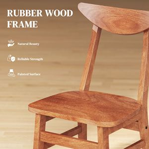 Set da Pranzo Contemporaneo in Legno Massello da 5 Pezzi, Tavolo e 4 Sedie Stile Fattoria per Spazi Ristretti, Finitura Noce - Product Image 5