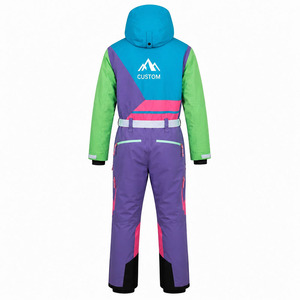 Combinaison de ski/snowboard imperméable, coupe-vent, imprimée, à capuche, avec fermeture éclair, professionnelle, pour sports d'hiver, avec logo personnalisé - Product Image 2